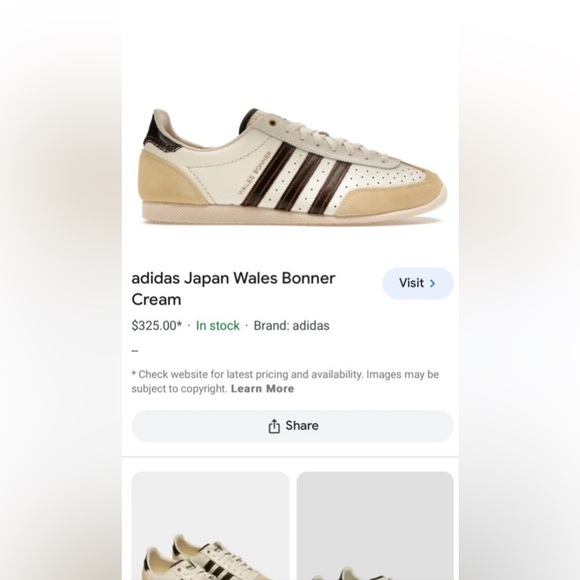 Adidas Wales Bonner Beige and Black Sneakers - Picture 1 of 6